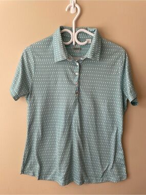 Cutter & Buck Women's Mint Green Short Sleeve Button-Down Polo